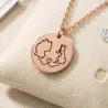 Sterling silver rose gold plated disk pendant with engraved maps of your favorite countries or regions (stainless steel chain)