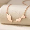 Sterling silver rose gold plated necklace with 2 maps of your favorite countries or regions