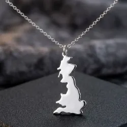 Sterling silver platinum plated pendant with cut out map of your favorite country or region