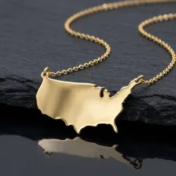 Sterling silver gold plated necklace with cut out map of your favorite country or region