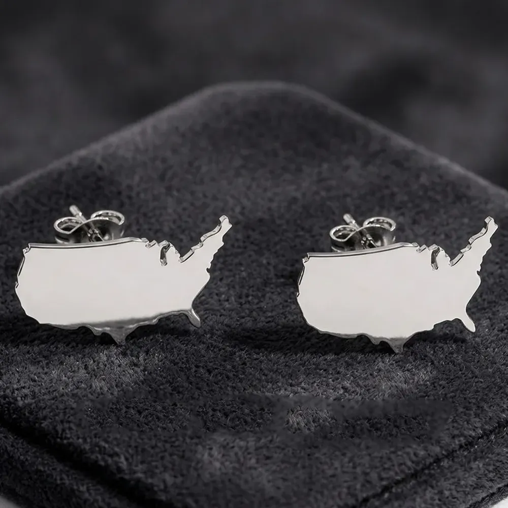 Cut Country Map Stud Earrings | Modern Unique Style