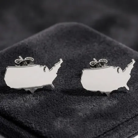 Cut Country Map Stud Earrings | Modern Unique Style
