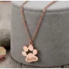 Sterling silver rose gold plated dog-cat paw pendant with engraved name, Stainless steel chain