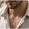 Sterling silver platinum plated dog-cat paw necklace with engraved name of your favorite pet