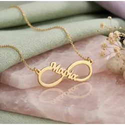 Silver gold plated infinity necklace with name