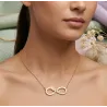 Women's name necklace worn around the neck