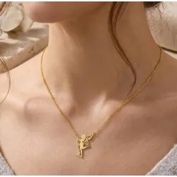 Fairy necklace with name in silver 925 with yellow gold plated