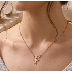 Ασημένιο ροζ επιχρυσωμένο κολιέ νεράιδα με όνομα