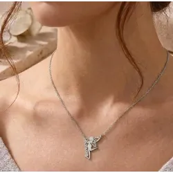 Ασημένιο επιπλατινωμένο κολιέ νεράιδα με όνομα