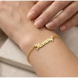 Silver gold plated Mommy bracelet with chain