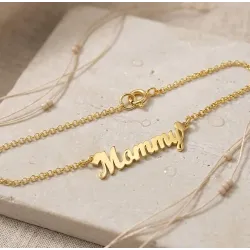 Ασημένιο επιχρυσωμένο βραχιόλι Mommy με αλυσίδα