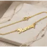 Silver gold plated Mommy bracelet with chain