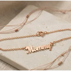 Silver rose gold plated Mommy bracelet with chain
