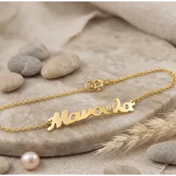 Silver gold plated bracelet Mom with chain