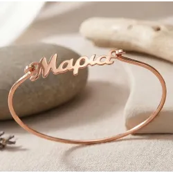 Silver rose gold plated cuff bracelet with your name