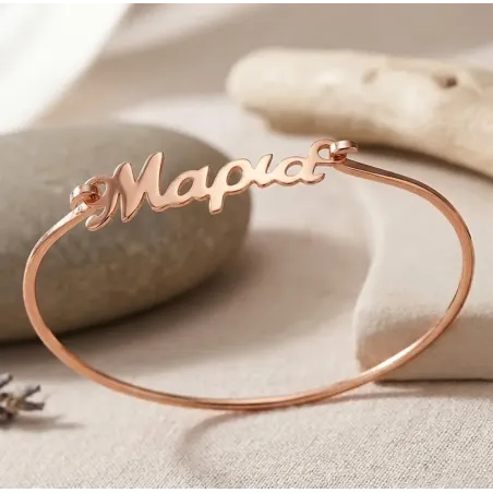 Silver rose gold plated cuff bracelet with your name