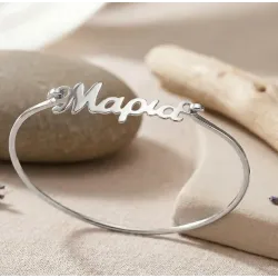 Ασημένιο επιπλατινωμένο βραχιόλι με το όνομά σας σε χειροπέδα