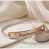 Silver Rose Gold Plated Cuff ID tag Bracelet