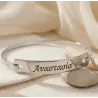 Cuff ID tag silver bracelet