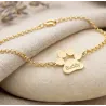 Sterling silver gold plated dog-cat paw bracelet with engraved name of your favorite pet