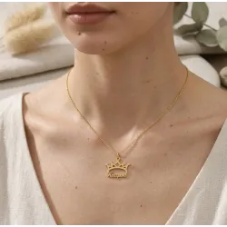 Ασημένιο επιχρυσωμένο κολιέ με το όνομά σας και κορώνα