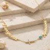 Gold Plated Necklace with 2 Names, Cross & Blue Eye