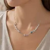 Platinum Plated Necklace with 2 Names, Cross & Blue Eye