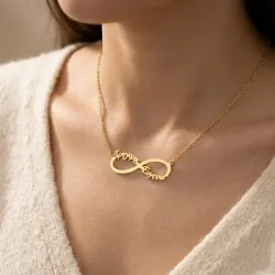 Silver gold plated infinity necklace with 2 names