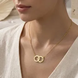 Silver Gold Plated Necklace, ID Rings, stainless steel chain