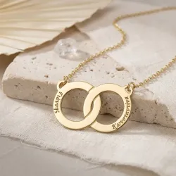 Silver Gold Plated Necklace, ID Rings, stainless steel chain