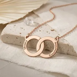 Ασημένιο ροζ επιχρυσωμένο κολιέ δακτύλιοι ταυτότητες με χαραγμένα ονόματα ή ημερομηνίες