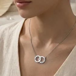 Ασημένιο επιπλατινωμένο κολιέ δακτύλιοι ταυτότητες με χαραγμένα ονόματα ή ημερομηνίες