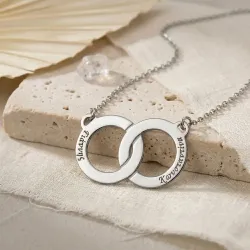 Ασημένιο επιπλατινωμένο κολιέ δακτύλιοι ταυτότητες με χαραγμένα ονόματα ή ημερομηνίες