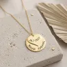 Gold plated necklace Silver disc, dated heart or names