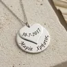 Necklace with Silver disc, heart with date or names