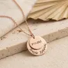 Necklace with rose gold plated silver discs with date or names