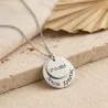 Necklace with silver discs with date or names