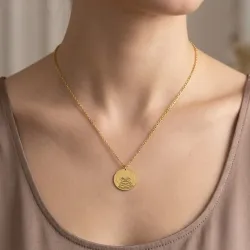 Silver gold plated necklace with 3 discs with names or dates engraved - Stainless steel chain