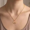 Silver rose gold plated necklace with 3 discs with engraving of names or dates - Stainless steel chain
