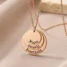 Silver rose gold plated necklace with 3 discs with engraving of names or dates - Stainless steel chain