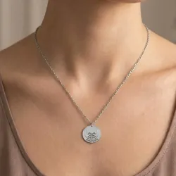 Silver platinum plated necklace with 3 discs with names or dates engraved - Stainless steel chain
