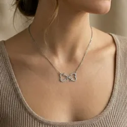 Platinum Plated Infinity Necklace with Initials & Date