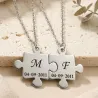 Platinum Plated Puzzle Necklace Set with Initials & Date