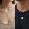 Σετ 2 Κολιέ Παζλ με Μονογράμματα & Ημερομηνία σε Επιχρυσωμένο Ασήμι