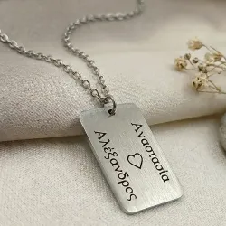 Necklace with arzado ID with names or dates, stainless steel chain