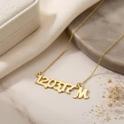 Silver gold plated necklace with your date and monogram