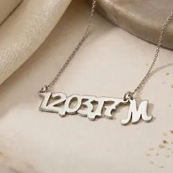 Silver platinum plated necklace with your date and monogram