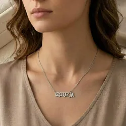 Silver platinum plated necklace with your date and monogram