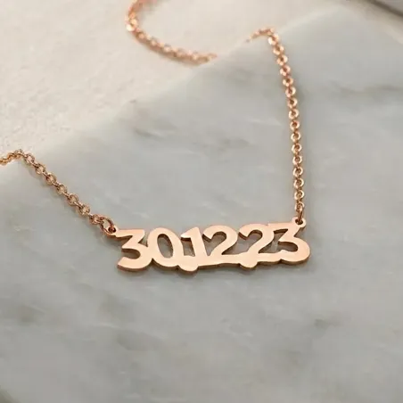 Ασημένιο ροζ επιχρυσωμένο κολιέ κομμένη ημερομηνία