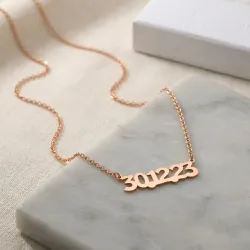 Ασημένιο ροζ επιχρυσωμένο κολιέ κομμένη ημερομηνία